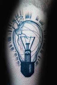 Calf black broken light bulb tattoo pattern