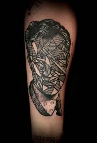 Calf simple black mysterious portrait tattoo pattern