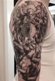 A group of big arms realistic tattoo pictures of European and American religious themes