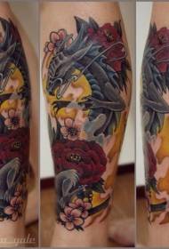 Shank belo dragão colorido vários padrão de tatuagem floral
