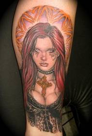 Femelles sexy de colors de vedell amb patró de tatuatge creuat