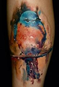 Calf blue bird tattoo pattern