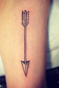 Calf black line modern arrow tattoo pattern