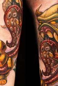 Calf scary monster and teddy bear color tattoo pattern