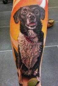 Βάρκα ρεαλιστικό μεγάλο σκυλί ζωγραφισμένο μοτίβο τατουάζ