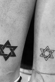 The intersection of two triangles represents a fusion and a perfect couple of tattoos