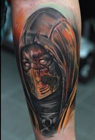 Borjú rejtélyes démon harcos színes tetoválás minta