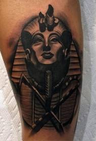 Akmens drožybos stiliaus veršelis juodas Egipto faraono statulos tatuiruotės modelis