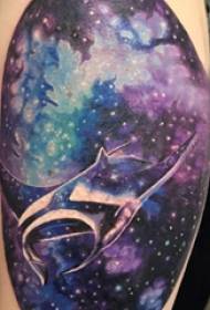 Harajuku Starry Tattoo Boys Big Arm on Spaceship and Starry Tattoo Picture