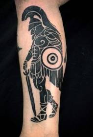 Patrón de tatuaxe en estilo tribal guerreiro negro de becerro