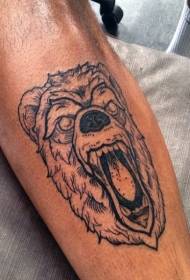 Teļa melns smieklīgi rēcoša lāča tetovējuma raksts