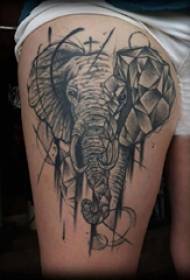 Tatoeëermerk tradisie meisie dy op swart olifant tattoo foto