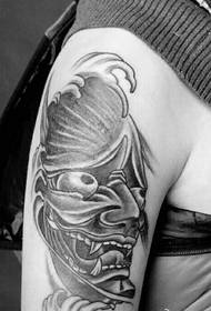 Big arm black and white small prajna tattoo picture