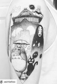 Tattoo cartoon boy with big arm on black chinchillas tattoo picture