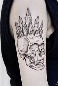 Big arm crystal skull thorn tattoo tattoo