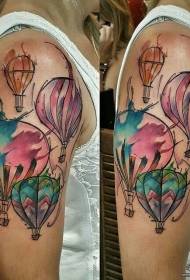 Big arm European and American splash ink balloon tattoo pattern
