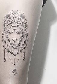 Big arm lion vanilla flower line tattoo tattoo pattern