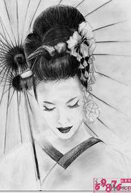 Beauty geisha avatar tattoo manuskripfoto