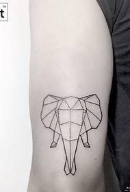 Malaking geometry ng braso maliit na sariwang linya ng pattern ng tattoo ng elepante