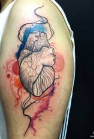 Patrón de tatuaxe de cor de liña de brazo do chapoteo do corazón