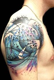 Men's Big Arm Creative Color Totem Tattoo Picture