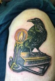 Crow tattoo illustration boy thighs candle and crow tattoo picture