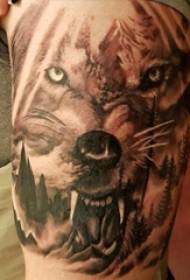 I-tattoo yemo yembonakalo yepeyinti ingalo enkulu kumhlaba kunye nomfanekiso we tattoo wolf