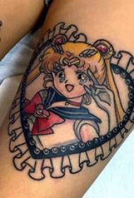 Model de tatuaj Sailor Moon în formă de inimă de coapsă Girly și imagine de tatuaj Sailor Moon