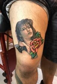 გოგონა ხასიათი tattoo ნიმუში ბიჭი სტუდენტი ბარძაყზე ყვავილების tattoo გოგონა ხასიათი tattoo ნიმუში