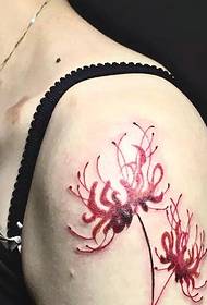 Big arm modernist beautiful face flower tattoo tattoo