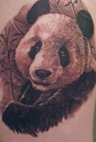 „Panda“ tatuiruotės iliustracija „pandos“ tatuiruotės paveikslėlis ant juodos šlaunies
