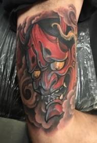 Prajna Mask Tattoo Boy's Big Arm on Colored Prajna Tattoo Picture