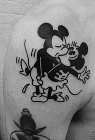 Lengan besar kartun mencintai pola tato Mickey Mouse