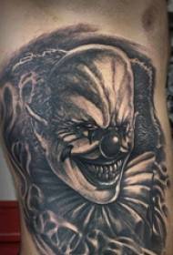 Клоун-татуіроўка на сцягне хлопчыка на страшным малюнку тату-клоўна