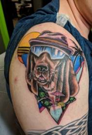 Puppy tattoo pattern boy big arm on colored puppy tattoo picture