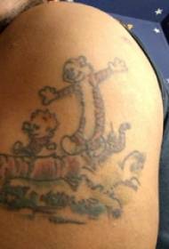 Cartoon tijger tattoo patroon cartoon cartoon tijger tattoo foto op grote arm