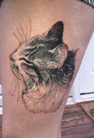 Little fresh cat tattoo girl's thigh on kitten tattoo picture