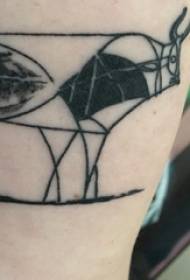 Thigh tattoo tradition black cow tattoo picture on female thigh