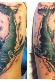 Big arm shark and whale school tattoo pattern