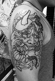 Unfinished black and white prajna tattoo