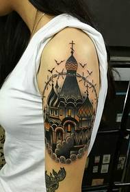 Высокі малюнак татуіроўкі на шыкоўным замку высокага ўзроўню