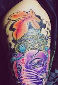Big arm color elephant god tattoo picture eye-catching