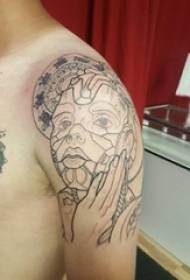 Tatuaj portret personaj, tatuaj portret figură frumoasă pe brațul mare