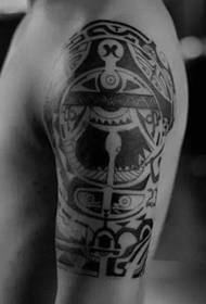 Big black and white totem tattoo handsome and handsome