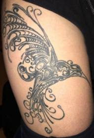 Tattoo bird girl thigh on black bird tattoo picture