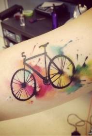 Big arm bicycle splash ink color tattoo pattern