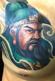Pesona tatu tato Guan Gong gedhe lan titik