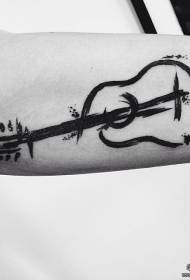 Big arm guitar black tattoo pattern