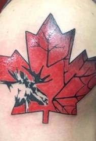Boys big arms painted simple abstract lines plants maple leaves tattoo pictures