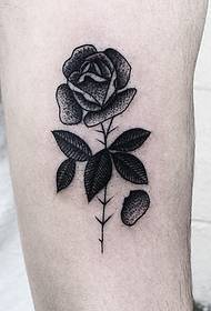 Big arm school black gray point thorn rose tattoo pattern